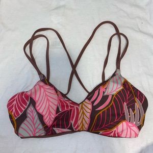 Maaji reversible brown and pink floral bikini top